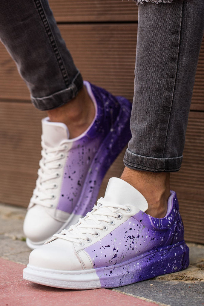 Men's Printed White- Purple Sport Shoes