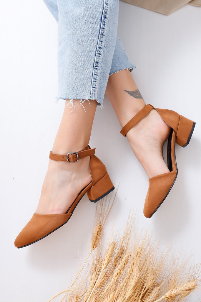 Women's Brown Suede Heeled Shoes