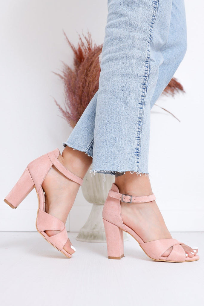 Women's Powder Rose Suede Heeled Shoes