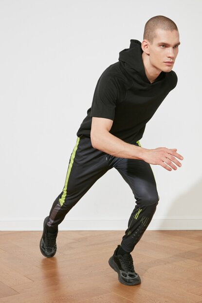 Men's Printed Anthracite Slim Fit Sport Pants