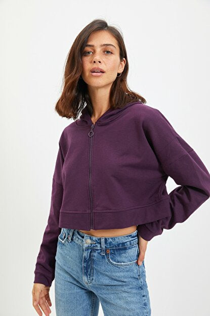 Women's Zipped Damson Sweatshirt