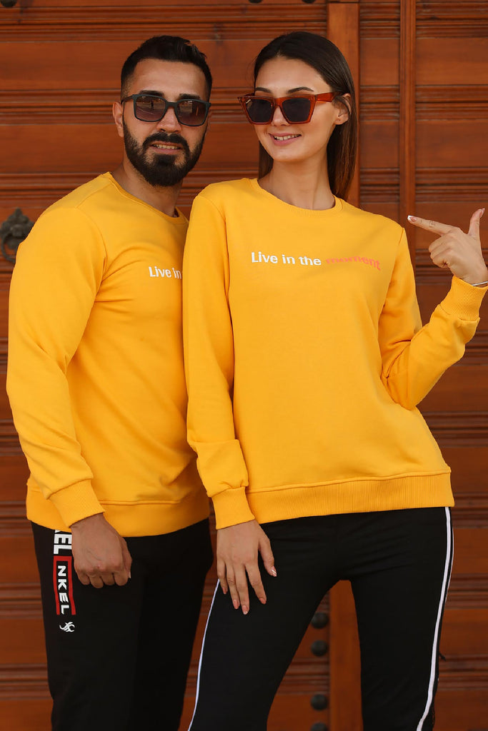 Unisex Printed Mustard Sweatshirt