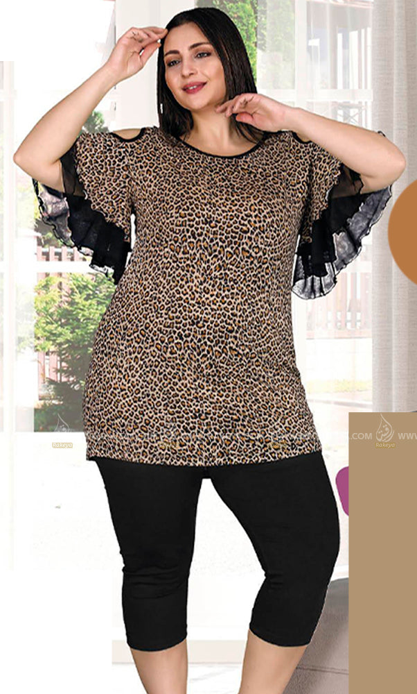 Women's Leopard Pattern Pajama Set