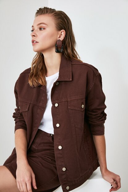 Women's Basic Brown Denim Jacket