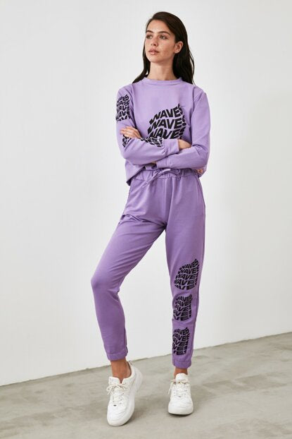 Women's Printed Lilac Sport Pants