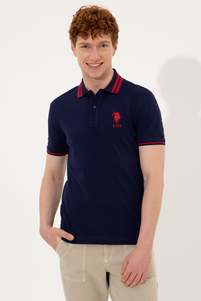 Men's Polo Collar Basic Navy Blue T-shirt