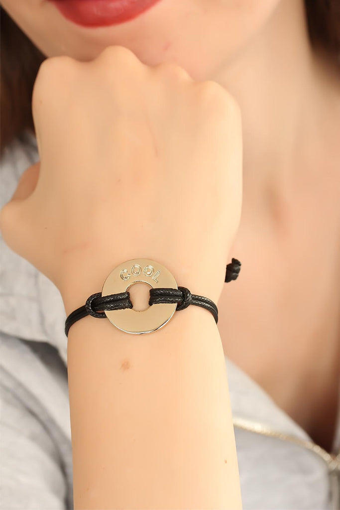 Unisex Black Leather Cord Bracelet