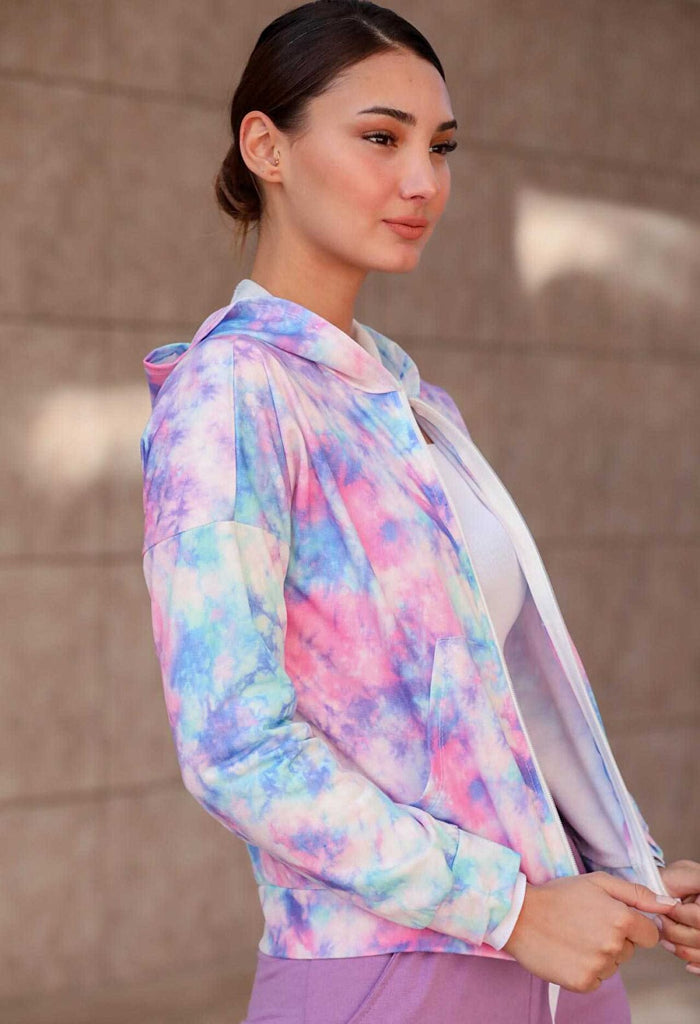 Women's Zipped Batik Pattern Sweatshirt