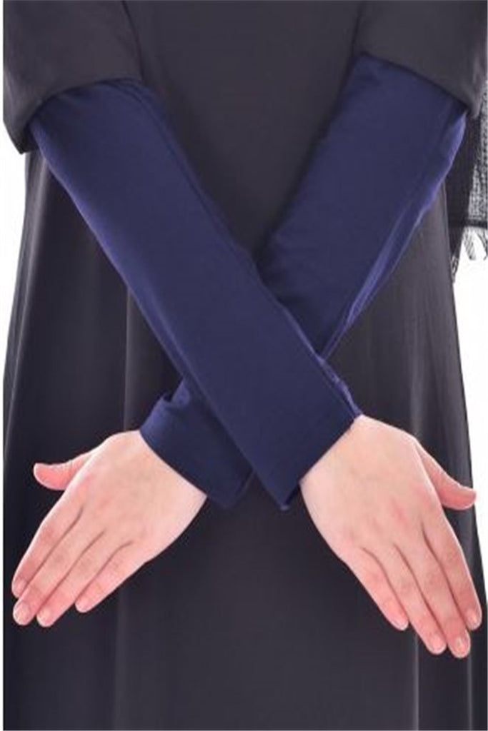 Women's Plain Navy Blue Modest Sleeve Cover