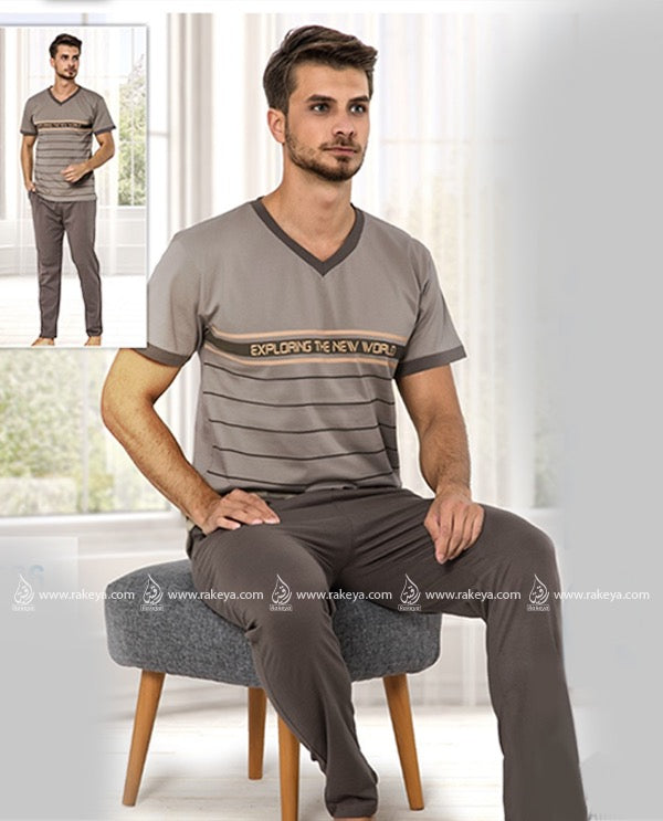 Pajama Set - Gray - V neck