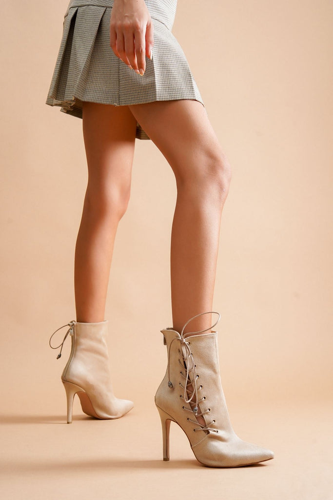 Women's Tan Suede Heeled Boots