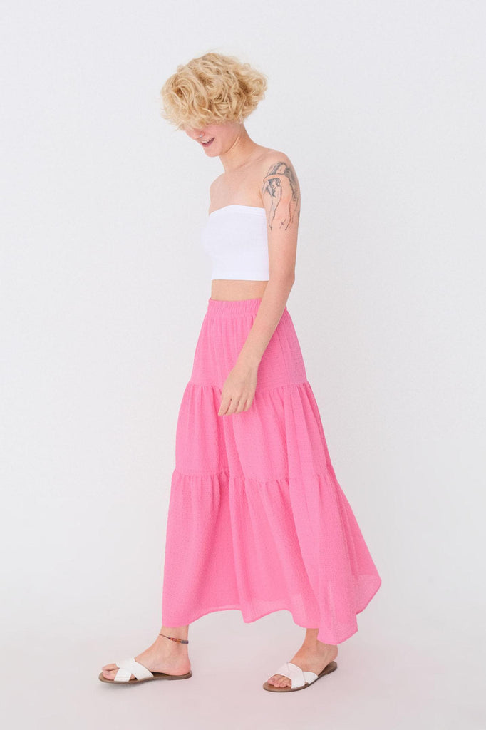 Women's Lined Ruffle Pink Skirt