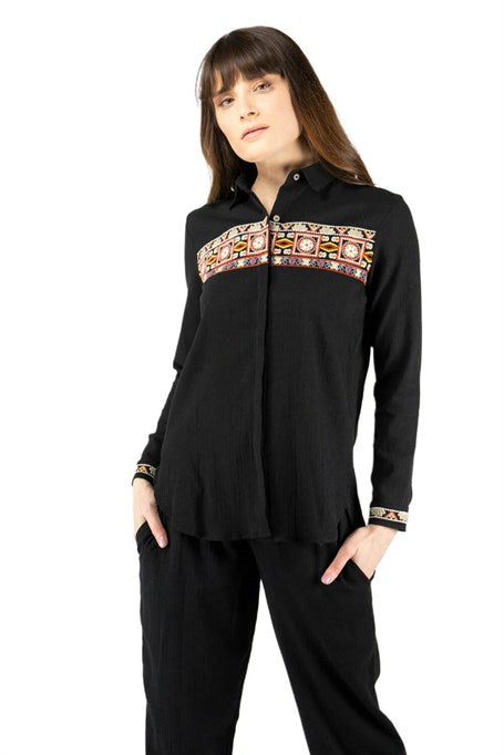 Women's Embroidered Black Blouse