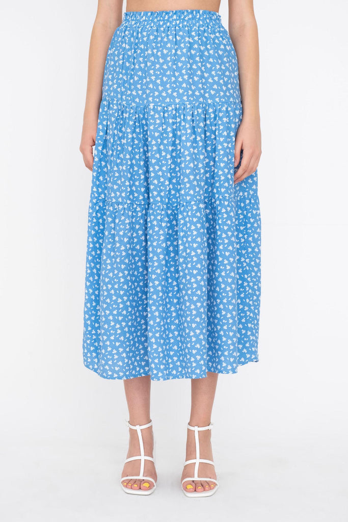 Women's Ruffle Patterned Midi Skirt