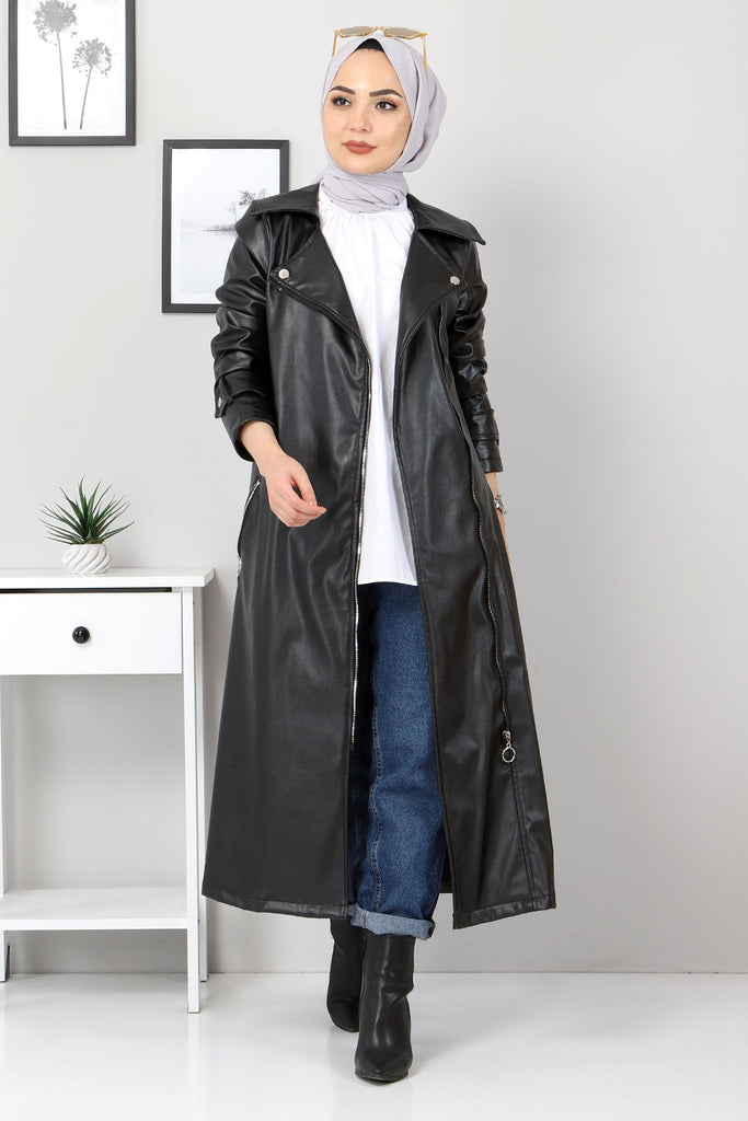 Women's Zipper Black Leather Jacket