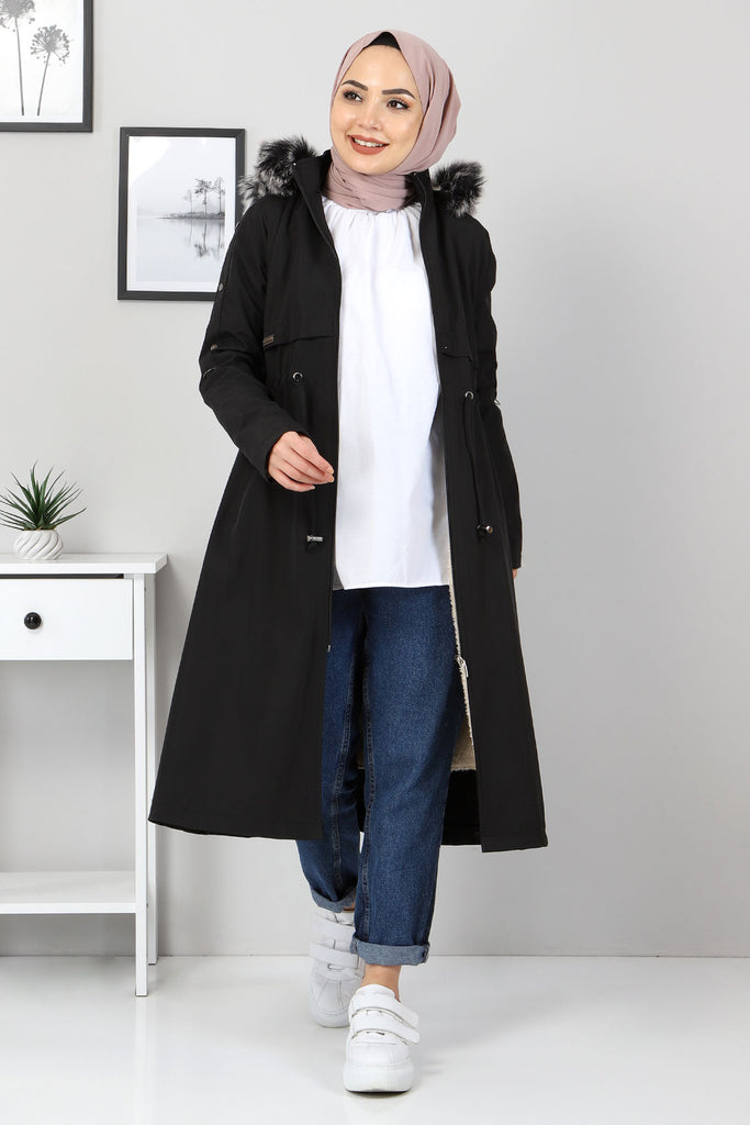 Women's Pocket Black Coat