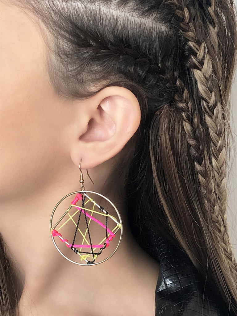Women's Ethnic Design Hoop Earrings - 1 Pair