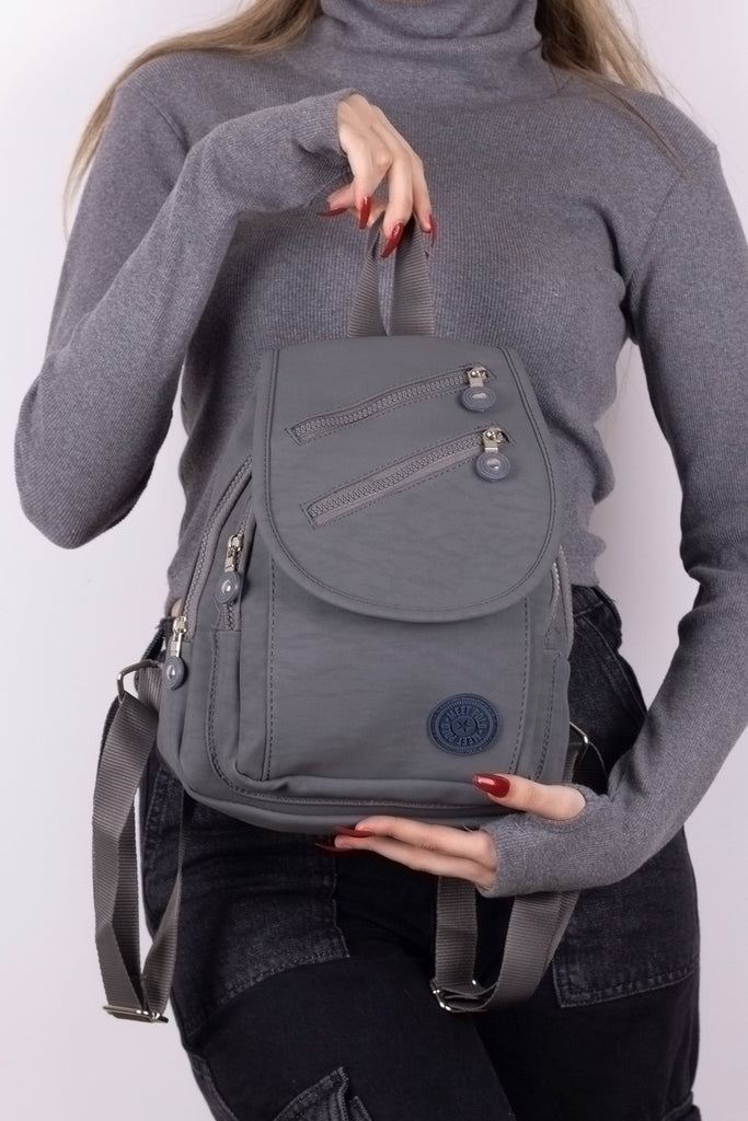 Women's Zipped Grey Backpack