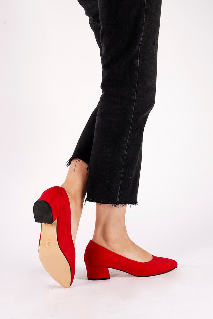 Women's Red Suede Heeled Shoes