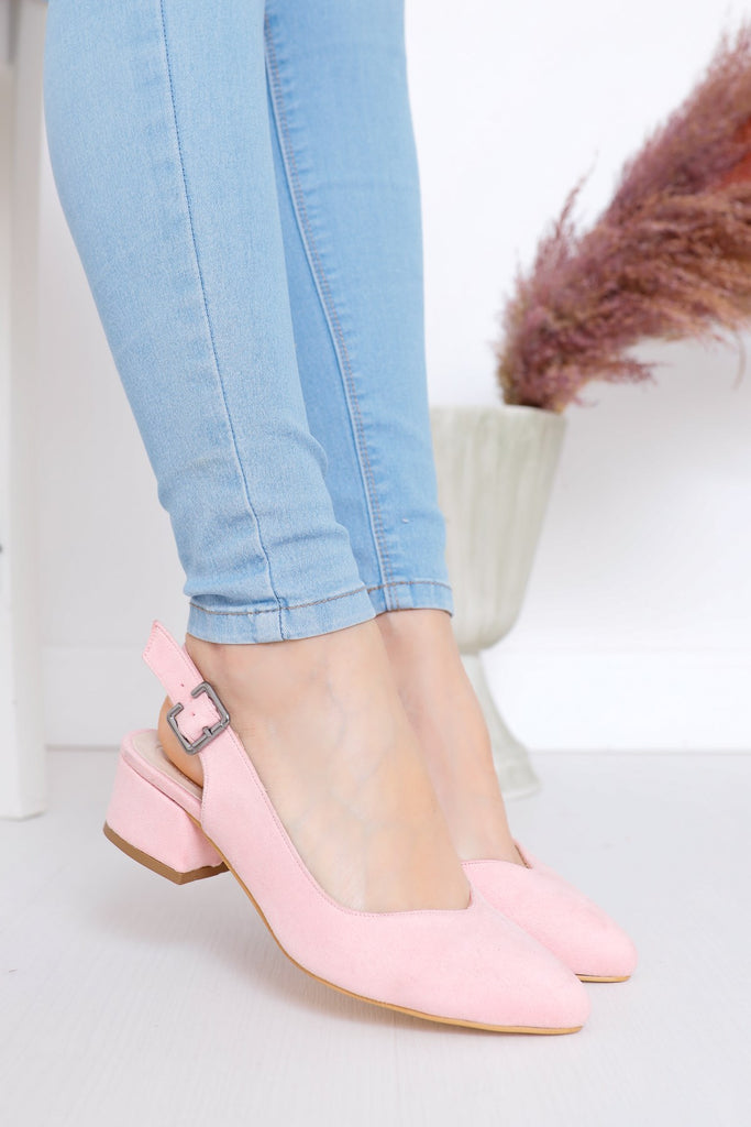 Women's Powder Rose Suede Heeled Shoes