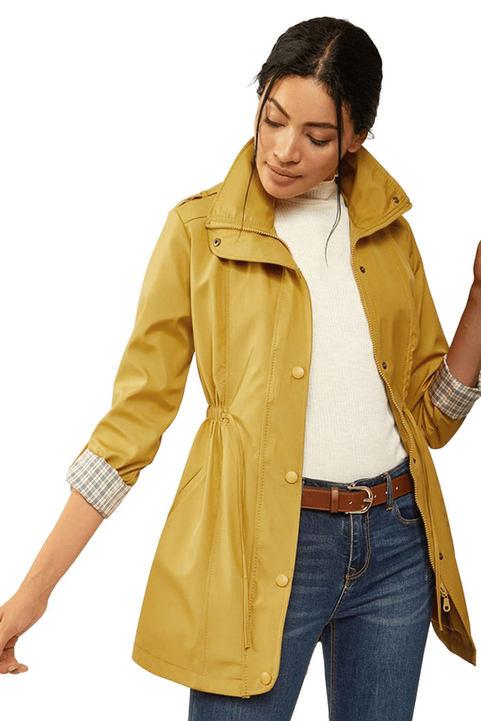 Women's Roll-up Sleeves Mustard Trenchcoat