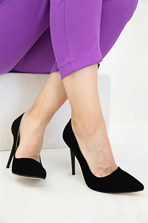 Women's Black Suede Stiletto Shoes