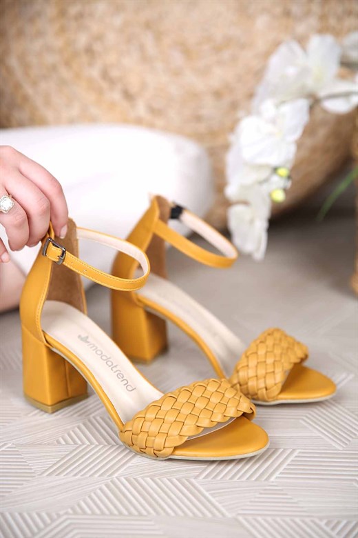 Women's Mustard Heeled Sandals