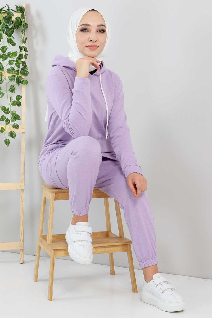 Women's Hooded Lilac Tunic & Pants Set