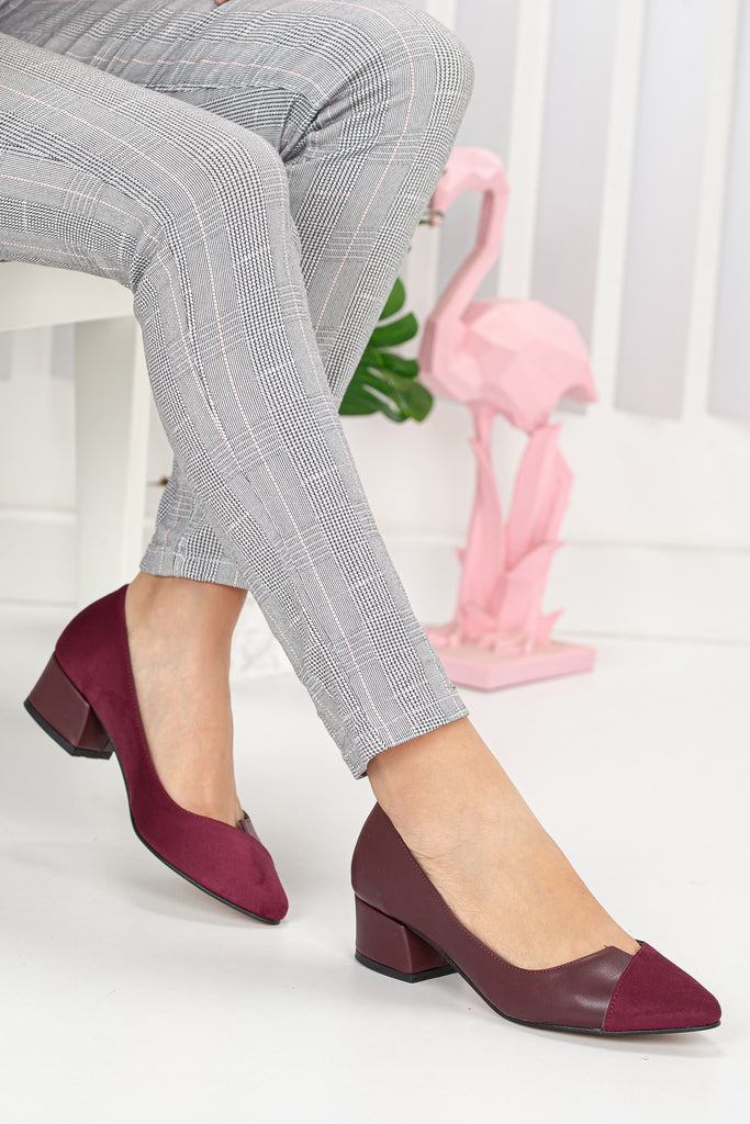 Women's Claret Red Heeled Shoes