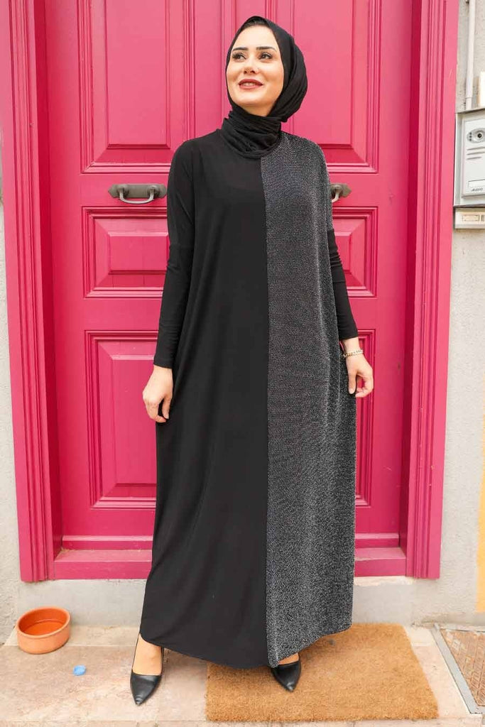 Women's Glitter Black Modest Dress