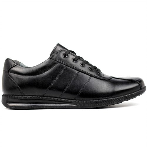 Men's Rubber Sole Lace-up Black Leather Shoes