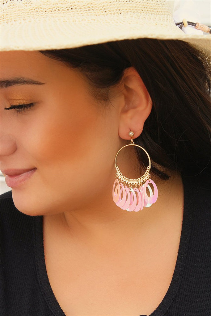 Women's Pink Sequin Earrings - 1 Pair