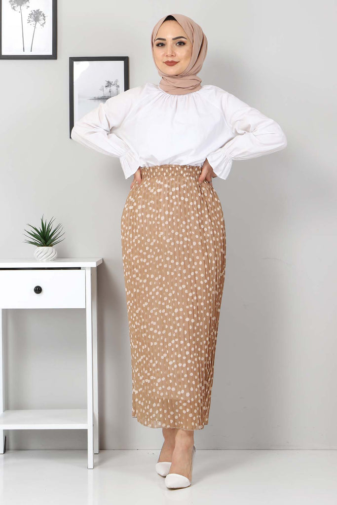 Women's Dotted Pleated Mink Skirt
