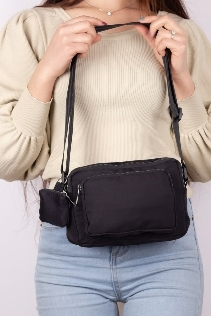 Women's Wallet Detail Black Sport Bag