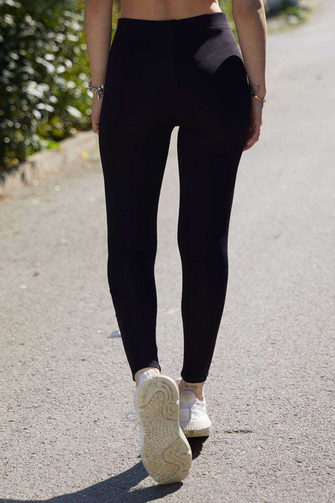 Women's Transparent Detail Black Leggings – rakeya