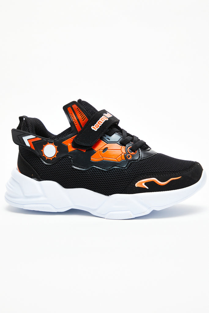 Unisex Kid's Black - Orange Sport Shoes