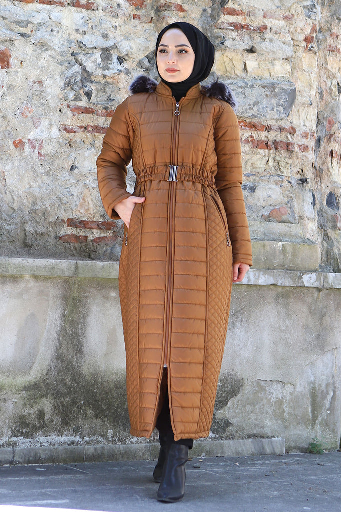 Women's Quilted Long Ginger Coat