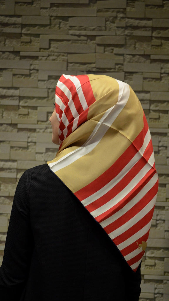 Women's Striped Multi-color Twill Silk Scarf