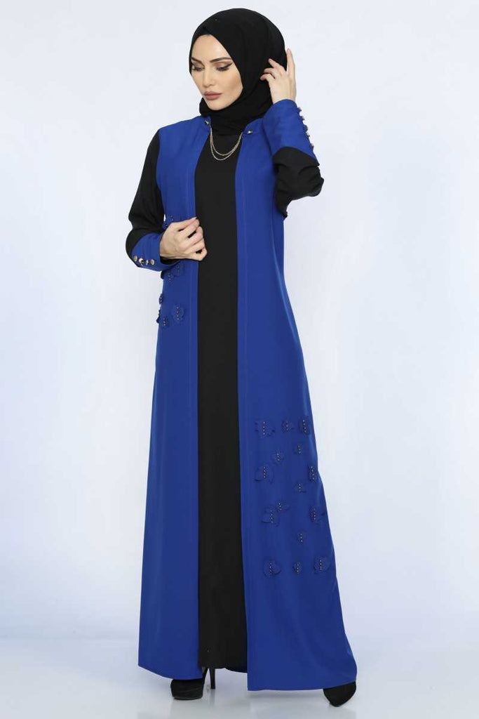 Women's Pearl Indigo Vest-like Black Modest Dress